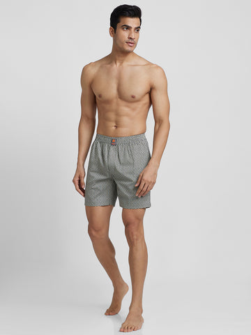 Men's Cotton Printed Regular Boxer Shorts - Black & White