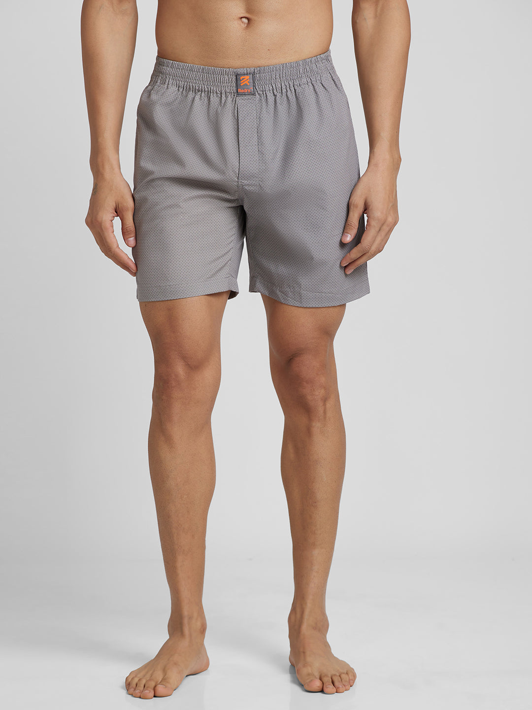 Men's Cotton Printed Regular Boxer Shorts - Grey Art