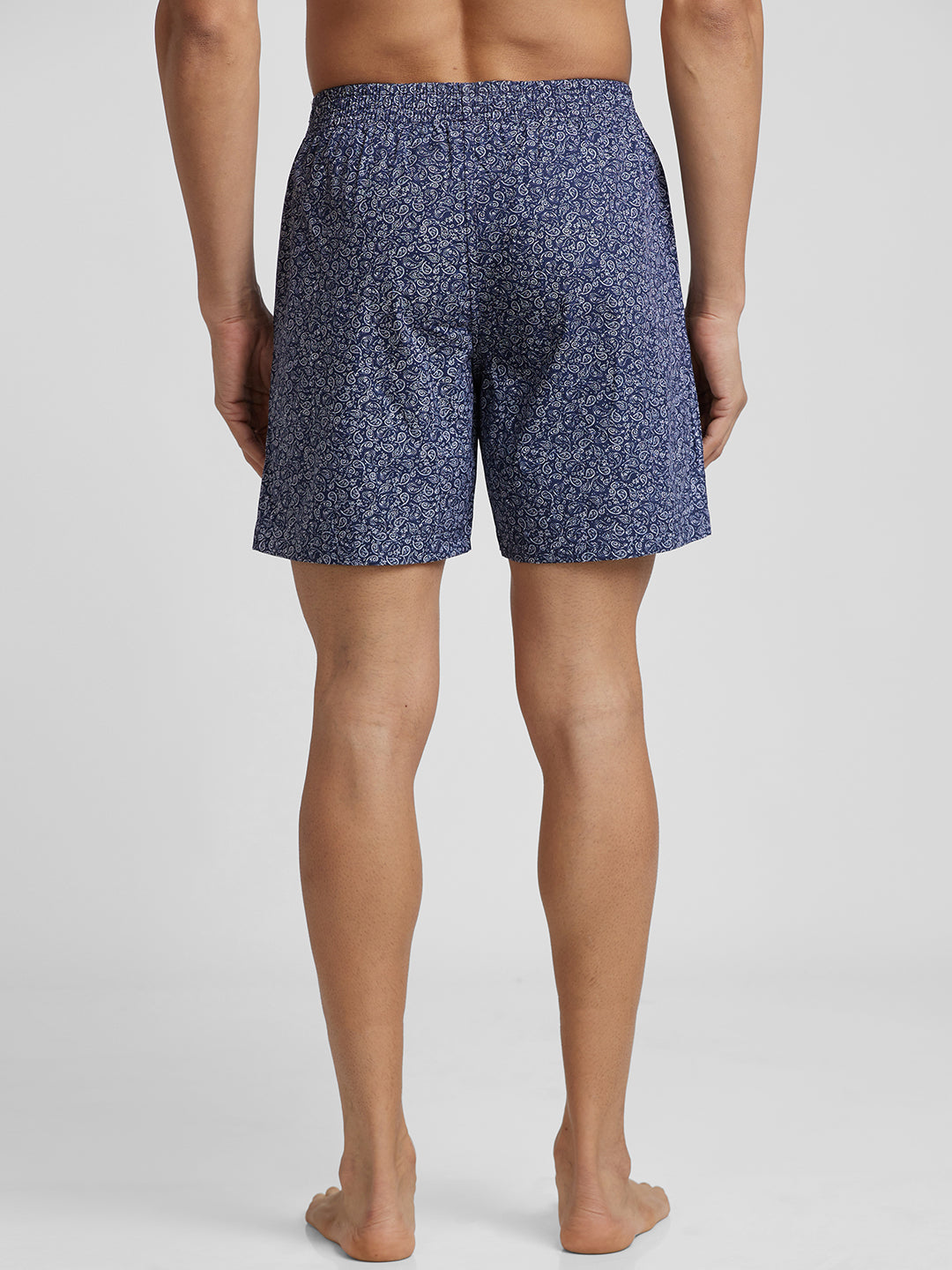 Men's Cotton Printed Regular Boxer Shorts - Navy Paisley