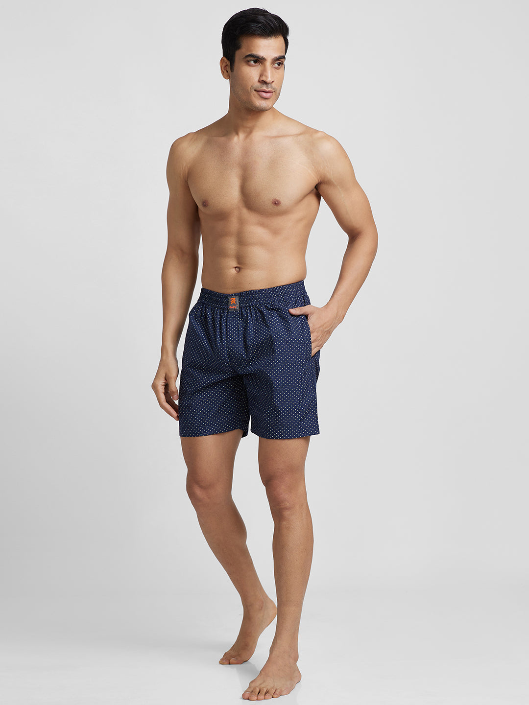 Men's Cotton Printed Regular Boxer Shorts - Square Dots