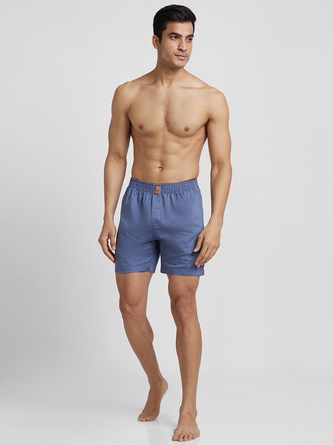 Men's Cotton Printed Regular Boxer Shorts - Navy Dots