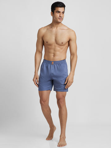 Men's Cotton Printed Regular Boxer Shorts - Navy Dots