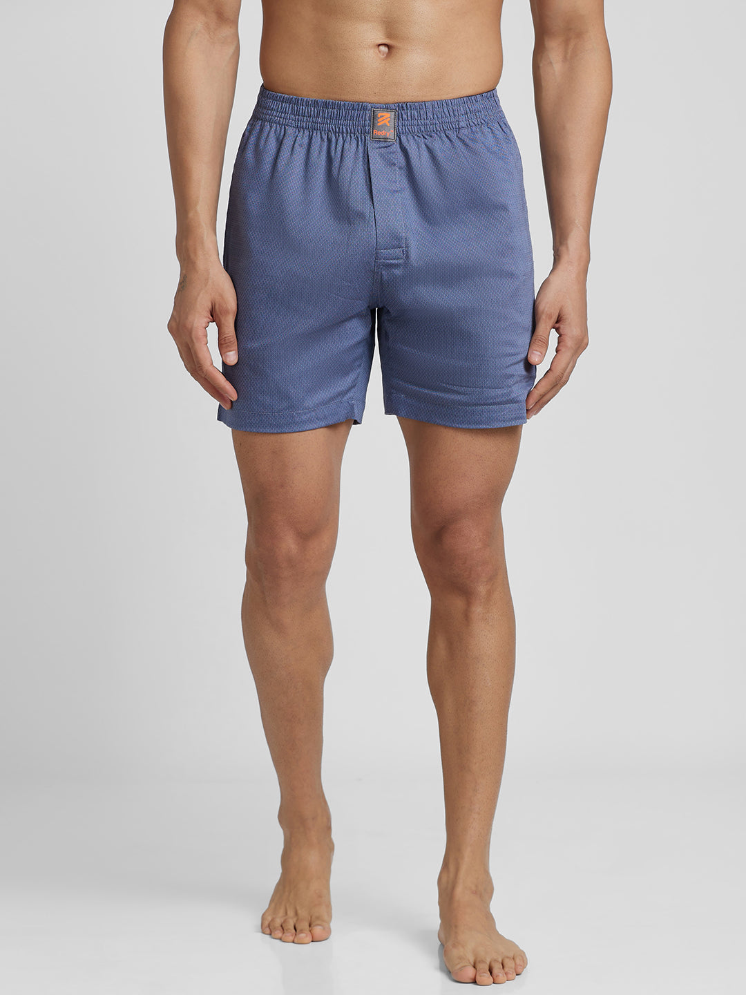 Men's Cotton Printed Regular Boxer Shorts - Navy Dots